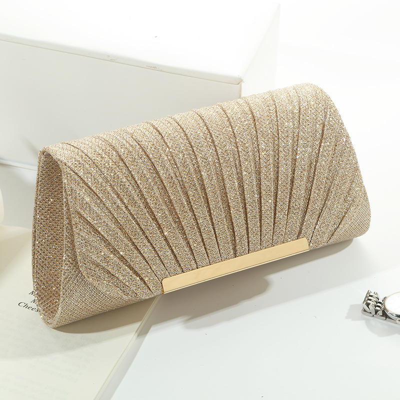 Flap Bag Envelope - Kabuk Desenli Parlak Gece Çantası Çok