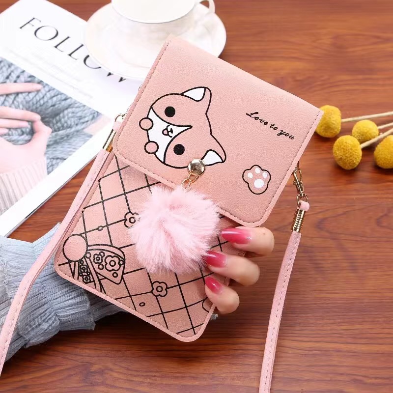 Women Bags Leather - Kadınlar için Sevimli Karikatür Desenli Dokunmatik