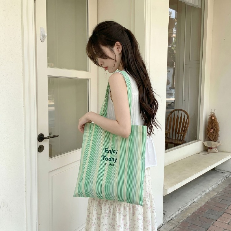 1pcs6552 limon sarısı çizgili  - Shopper Tote Canvas incelemesi ve fiyatı