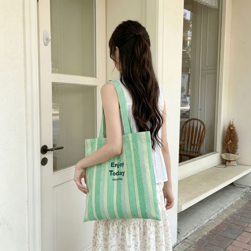 1pcs6552 limon sarısı çizgili  - Shopper Tote Canvas incelemesi ve fiyatı